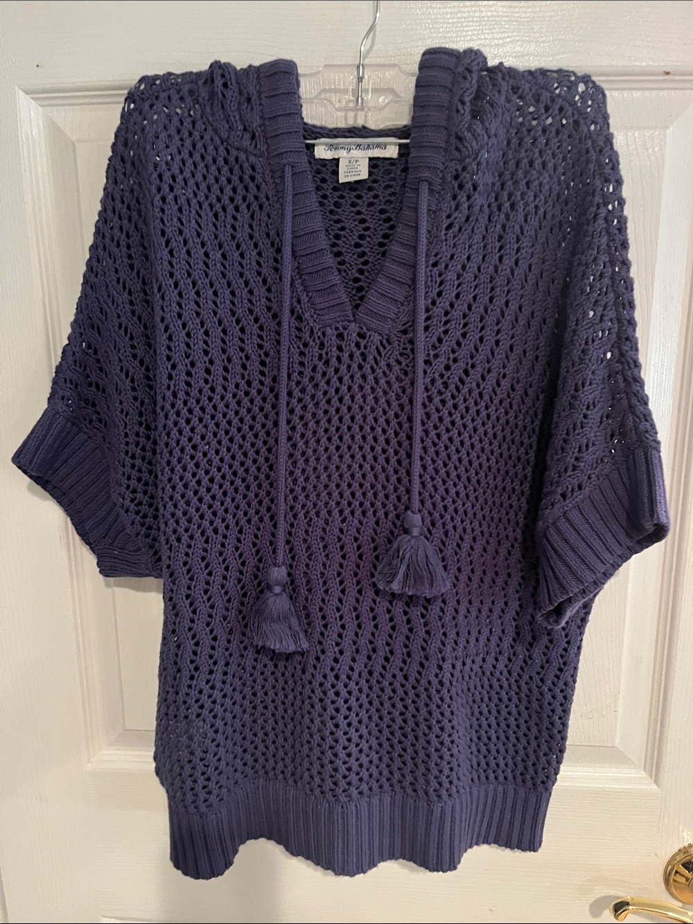 Tommy Bahama Dark Purple Crochet Tassel Beach Coverup